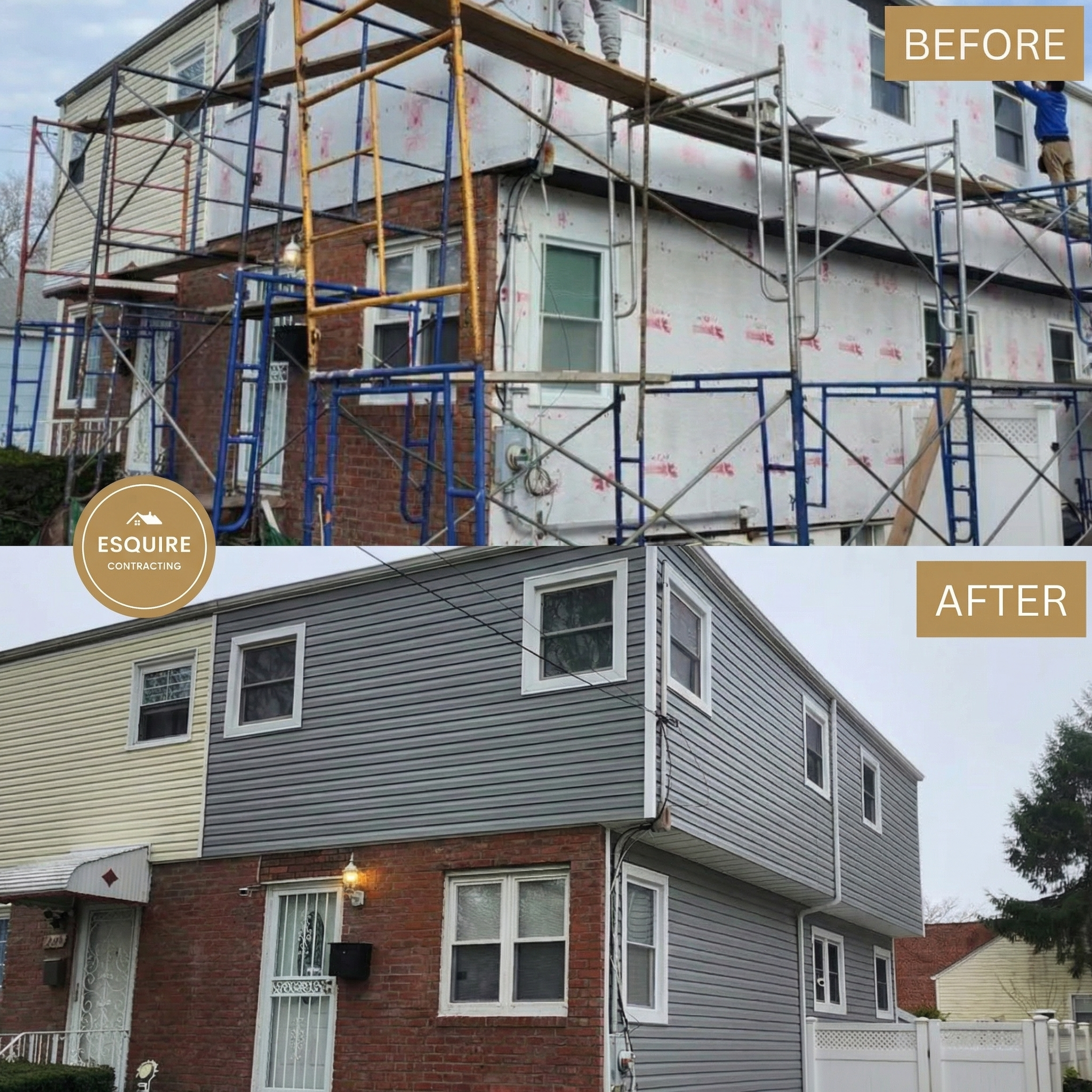 Siding installation before and after